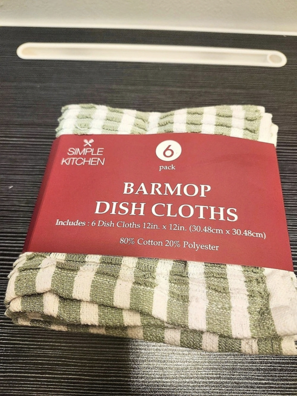 Simple Kitchen 6 Pack Barmop Dish Cloths Green & White